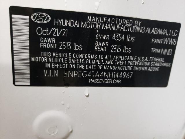 5NPEG4JA4NH144967 - 2022 HYUNDAI SONATA SE WHITE photo 12