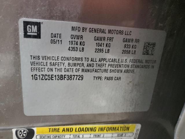 1G1ZC5E13BF387729 - 2011 CHEVROLET MALIBU 1LT Сұр фото 13