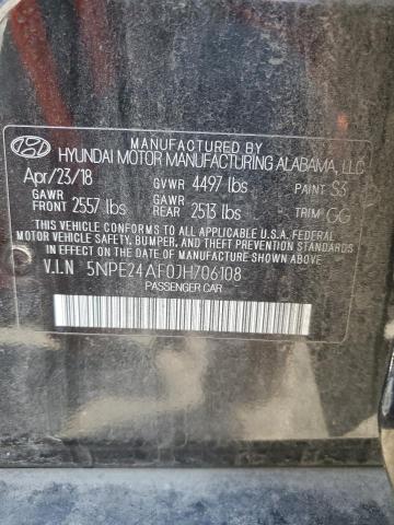 5NPE24AF0JH706108 - 2018 HYUNDAI SONATA SE BLACK photo 12