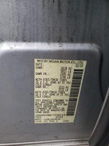 1N6AD0EV9HN709034 - 2017 NISSAN FRONTIER S SILVER photo 13