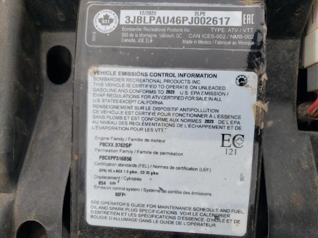 3JBLPAU46PJ002617 - 2023 CAN-AM OUTLANDER XT 850 GRAY photo 10