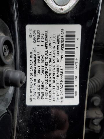 2HGFC2F54HH531310 - 2017 HONDA CIVIC LX BLACK photo 12