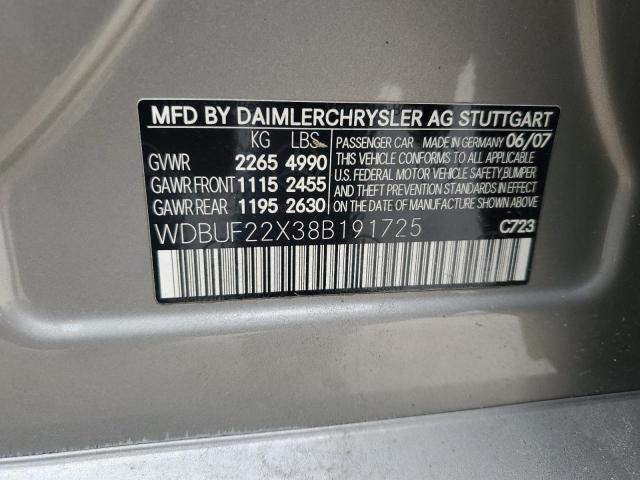 WDBUF22X38B191725 - 2008 MERCEDES-BENZ E 320 CDI GRAY photo 12