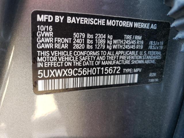 5UXWX9C56H0T15672 - 2017 BMW X3 XDRIVE28I GRAY photo 13