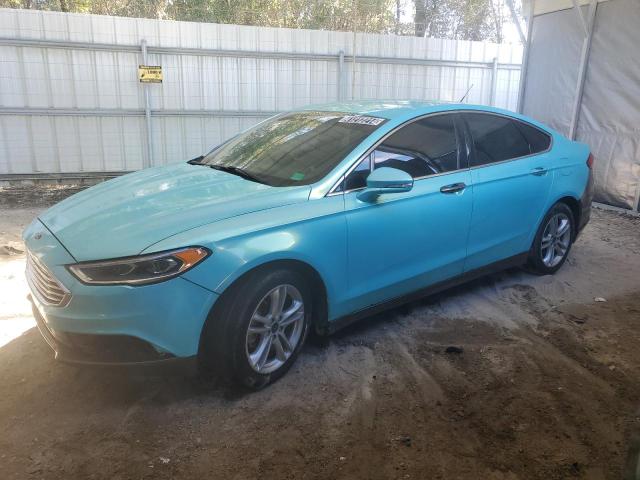 3FA6P0HD0JR197966 - 2018 FORD FUSION SE BLUE photo 1