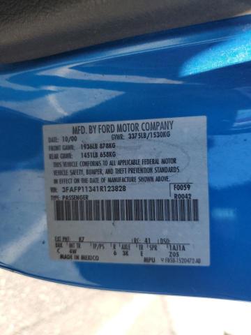 3FAFP11341R123828 - 2001 FORD ESCORT ZX2 BLUE photo 12