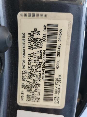 1NXBU4EE0AZ209964 - 2010 TOYOTA COROLLA BASE BLACK photo 12