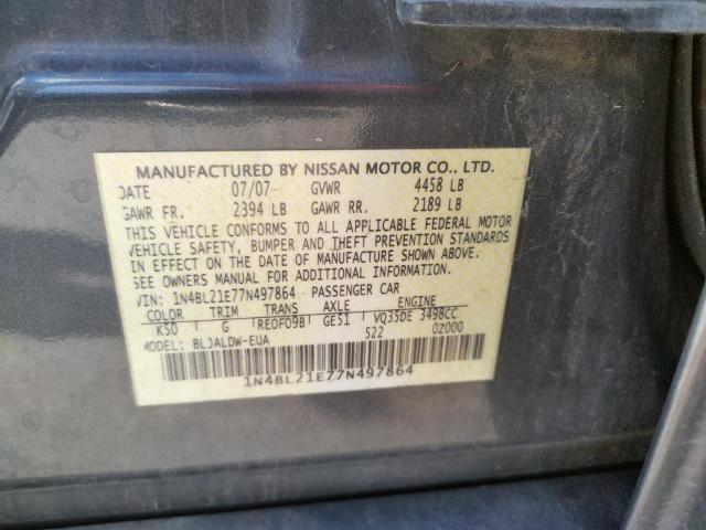 1N4BL21E77N497864 - 2007 NISSAN ALTIMA 3.5SE GRAY photo 12