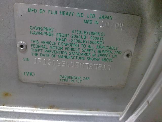 JF1SG65605H737217 - 2005 SUBARU FORESTER 2.5XS ვერცხლისფერი ფოტო 12