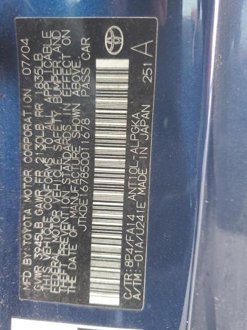 JTKDE167850011678 - 2005 TOYOTA SCION TC 蓝色 照片 13