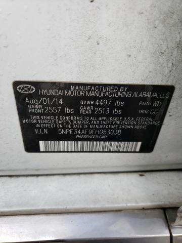 5NPE34AF9FH053038 - 2015 HYUNDAI SONATA SPORT WHITE photo 13