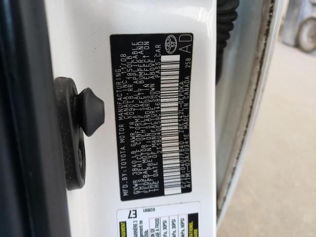 2T1BU40E59C146820 - 2009 TOYOTA COROLLA BASE WHITE photo 13