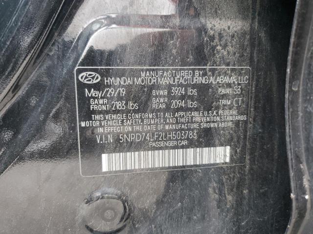 5NPD74LF2LH503783 - 2020 HYUNDAI ELANTRA SE BLACK photo 12