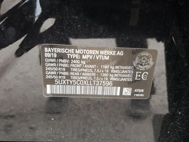 5UXTY5C0XLLT37596 - 2020 BMW X3 XDRIVE30I BLACK photo 10