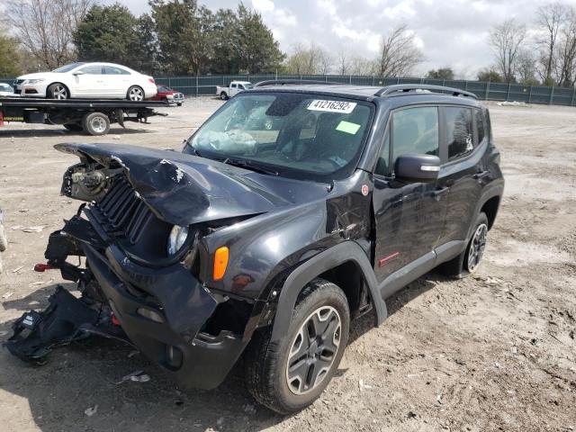 ZACCJBCB7HPG09580 - 2017 JEEP RENEGADE TRAILHAWK BLACK photo 2