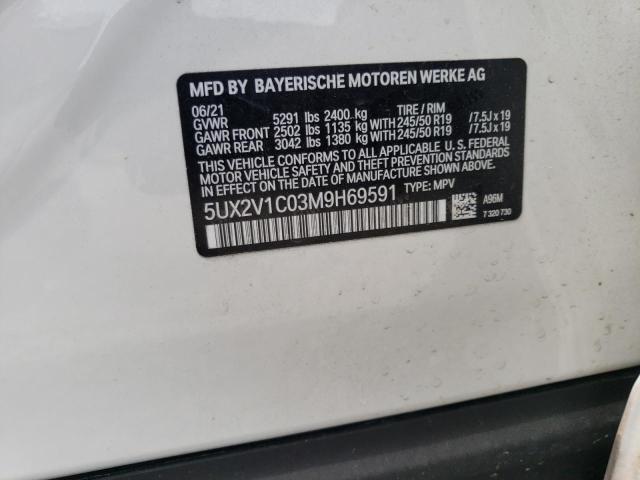 5UX2V1C03M9H69591 - 2021 BMW X4 XDRIVE30I WHITE photo 12