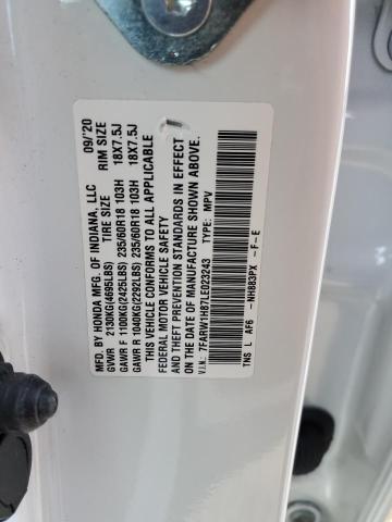 7FARW1H87LE023243 - 2020 HONDA CR-V EXL WHITE photo 13