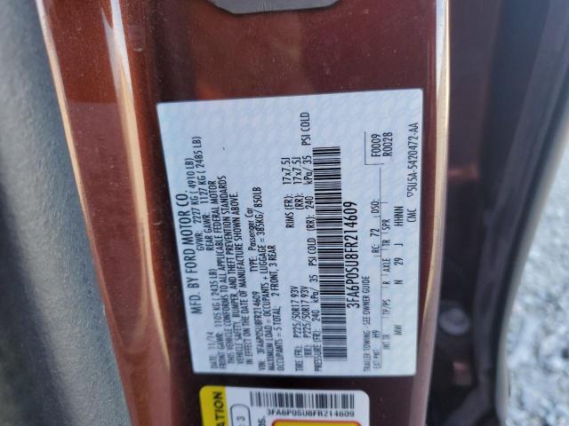 3FA6P0SU8FR214609 - 2015 FORD FUSION TITANIUM PHEV BURGUNDY photo 12