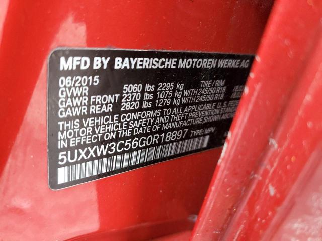 5UXXW3C56G0R18897 - 2016 BMW X4 XDRIVE28I RED photo 12