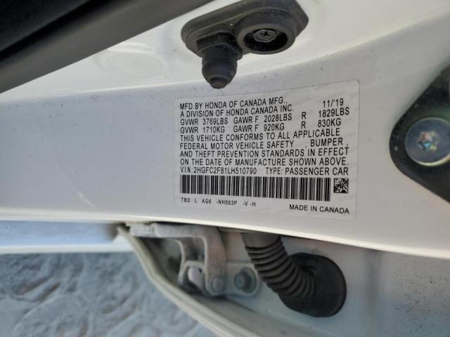 2HGFC2F81LH510790 - 2020 HONDA CIVIC SPORT 白色 照片 13