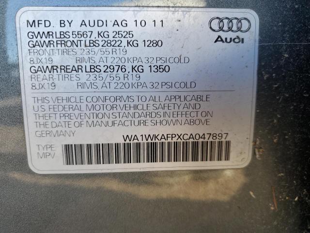 WA1WKAFPXCA047897 - 2012 AUDI Q5 PRESTIGE GRAY photo 12