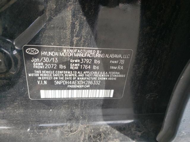 5NPDH4AEXDH286332 - 2013 HYUNDAI ELENTRA GLS BLACK photo 12