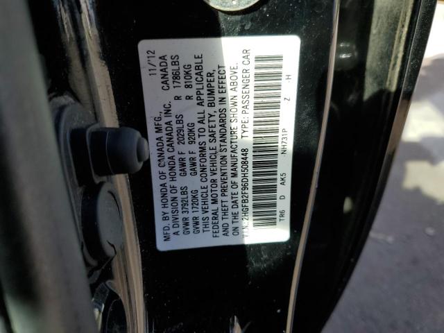 2HGFB2F96DH508448 - 2013 HONDA CIVIC EXL შავი ფოტო 12