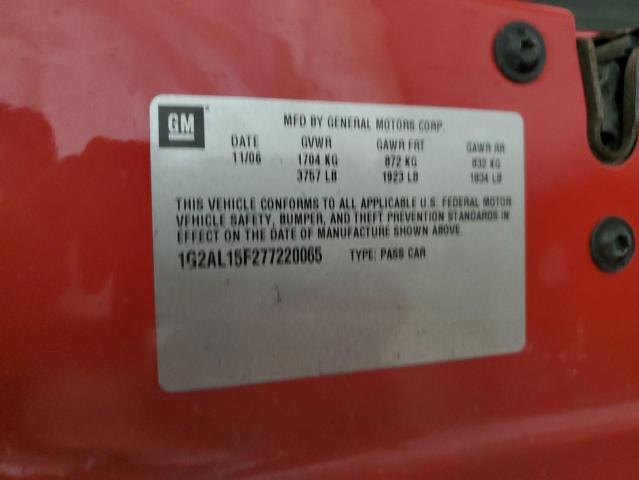 1G2AL15F277220065 - 2007 PONTIAC G5 RED photo 12