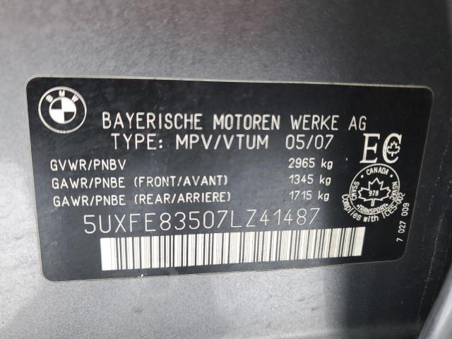 5UXFE83507LZ41487 - 2007 BMW X5 4.8I GRAY photo 13