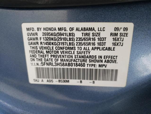 5FNRL3H58AB018460 - 2010 HONDA ODYSSEY EX BLUE photo 14