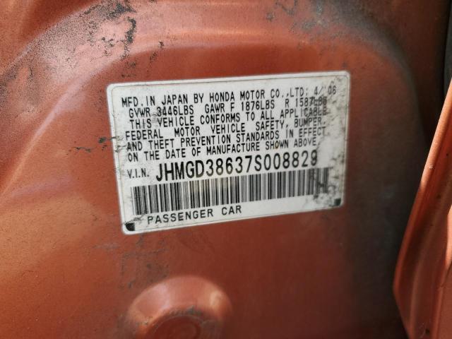 JHMGD38637S008829 - 2007 HONDA FIT S 橙色 照片 12