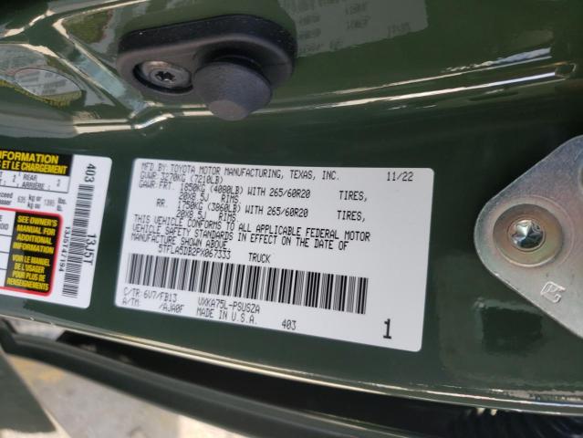 5TFLA5DB2PX067333 - 2023 TOYOTA TUNDRA CREWMAX SR GREEN photo 13