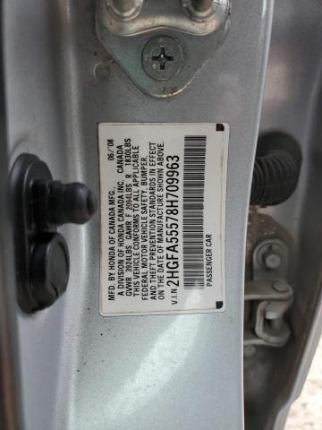 2HGFA55578H709963 - 2008 HONDA CIVIC SI SILVER photo 12