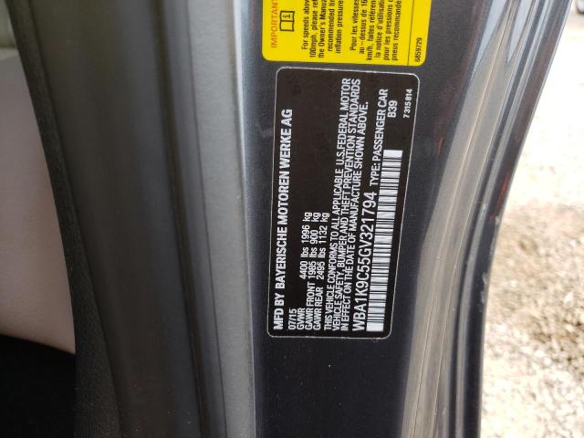 WBA1K9C55GV321794 - 2016 BMW 228 I SULEV GRAY photo 12