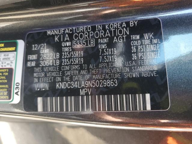 KNDC34LA9N5029863 - 2022 KIA EV6 LIGHT CHARCOAL photo 13