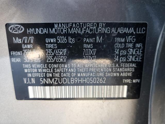 5NMZUDLB9HH050262 - 2017 HYUNDAI SANTA FE S SILVER photo 14