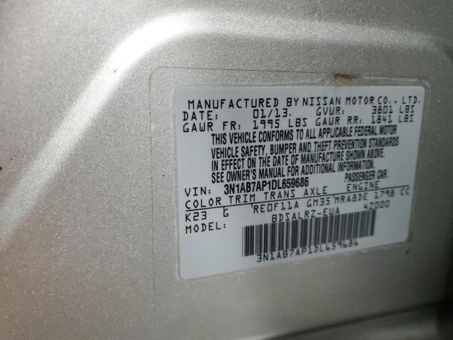 3N1AB7AP1DL659686 - 2013 NISSAN SENTRA S SILVER photo 12