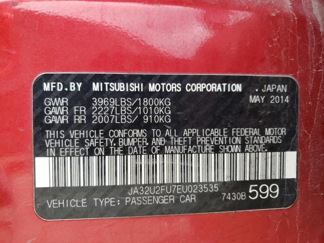 JA32U2FU7EU023535 - 2014 MITSUBISHI LANCER ES/ES SPORT RED photo 13