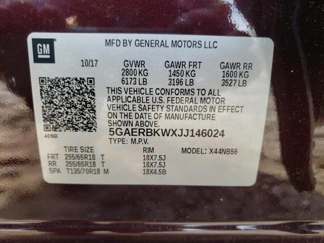 5GAERBKWXJJ146024 - 2018 BUICK ENCLAVE ESSENCE 紫色 照片 13