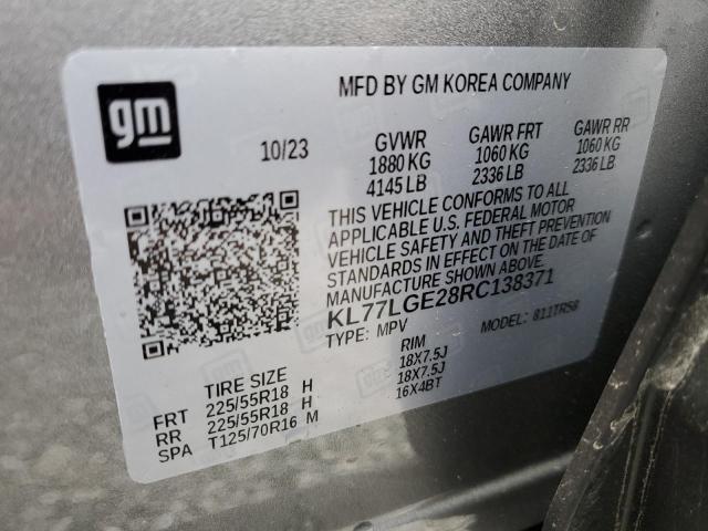 KL77LGE28RC138371 - 2024 CHEVROLET TRAX 1RS SILVER photo 13