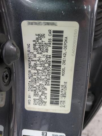 5YFBU4EE5CP068104 - 2012 TOYOTA COROLLA BASE GRAY photo 12