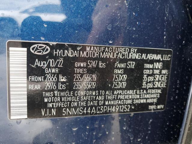 5NMS44AL3PH491252 - 2023 HYUNDAI SANTA FE LIMITED BLUE photo 12