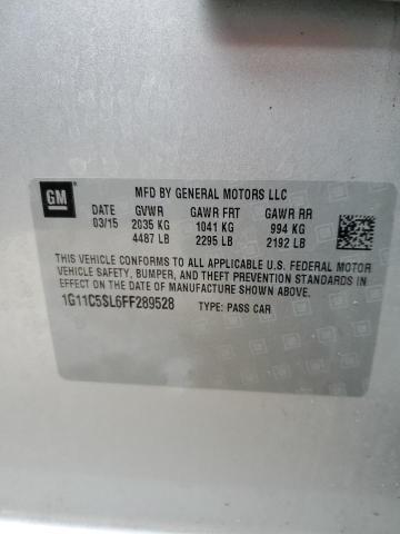 1G11C5SL6FF289528 - 2015 CHEVROLET MALIBU 1LT SILVER photo 12