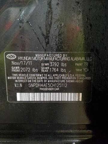 5NPDH4AE5CH125112 - 2012 HYUNDAI ELANTRA GLS BLACK photo 12