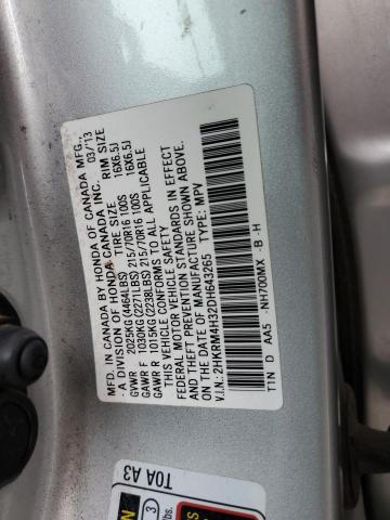 2HKRM4H32DH643265 - 2013 HONDA CR-V LX SILVER photo 12