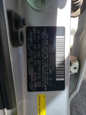 KMHCT4AE6EU728522 - 2014 HYUNDAI ACCENT GLS GRAY photo 12