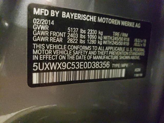 5UXWX9C53E0D38356 - 2014 BMW X3 XDRIVE28I GRAY photo 12