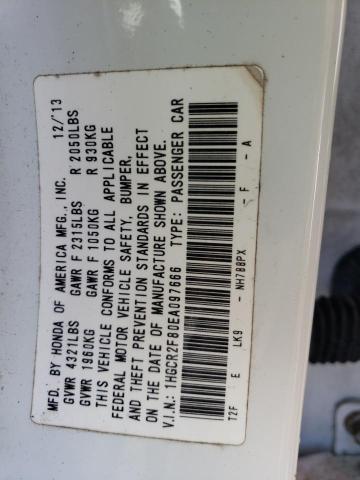 1HGCR2F80EA097666 - 2014 HONDA ACCORD EXL WHITE photo 13