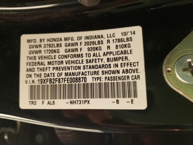 19XFB2F87FE008870 - 2015 HONDA CIVIC EX BLACK photo 12