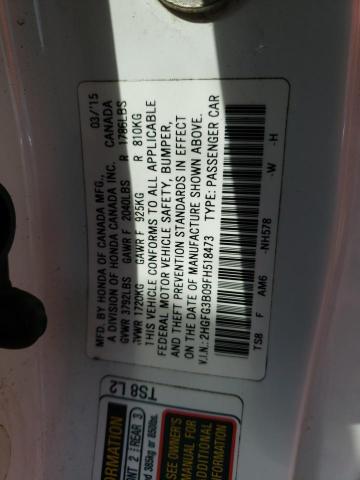 2HGFG3B09FH518473 - 2015 HONDA CIVIC EXL Ağ foto 13